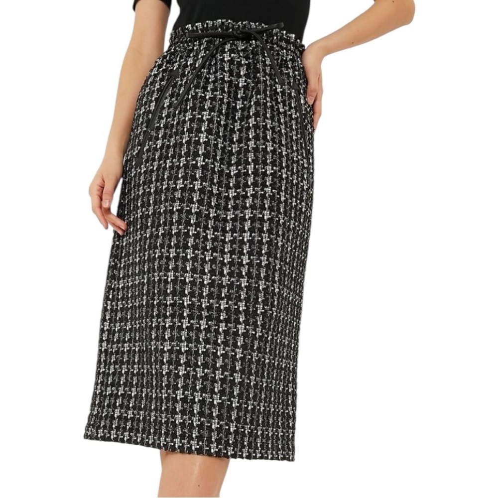 Tuckernuck Cece Black White Plaid Tweed Skirt